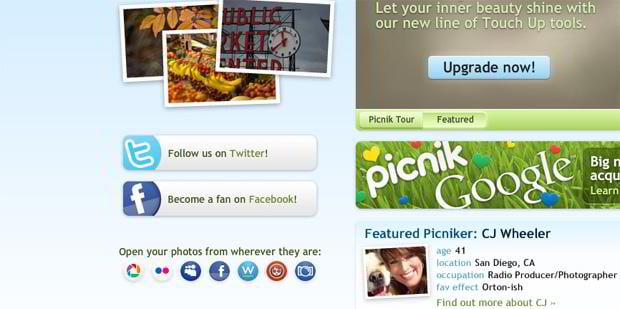 social networks section - Picnik.com