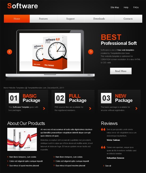 Free Website Template with jQuery Slider for Software Project MonsterPost