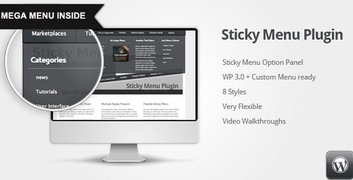 WP sticky menu plugin